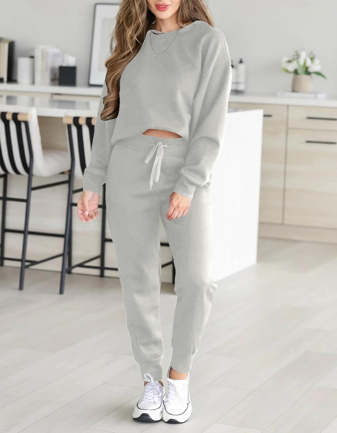 HBQ Sweatsuits For Women Sets 2 Piece Outfits Crewneck Sweatshirts Pullover Tops And Jogger Pants Tracksuits Lounge Set - Image 5