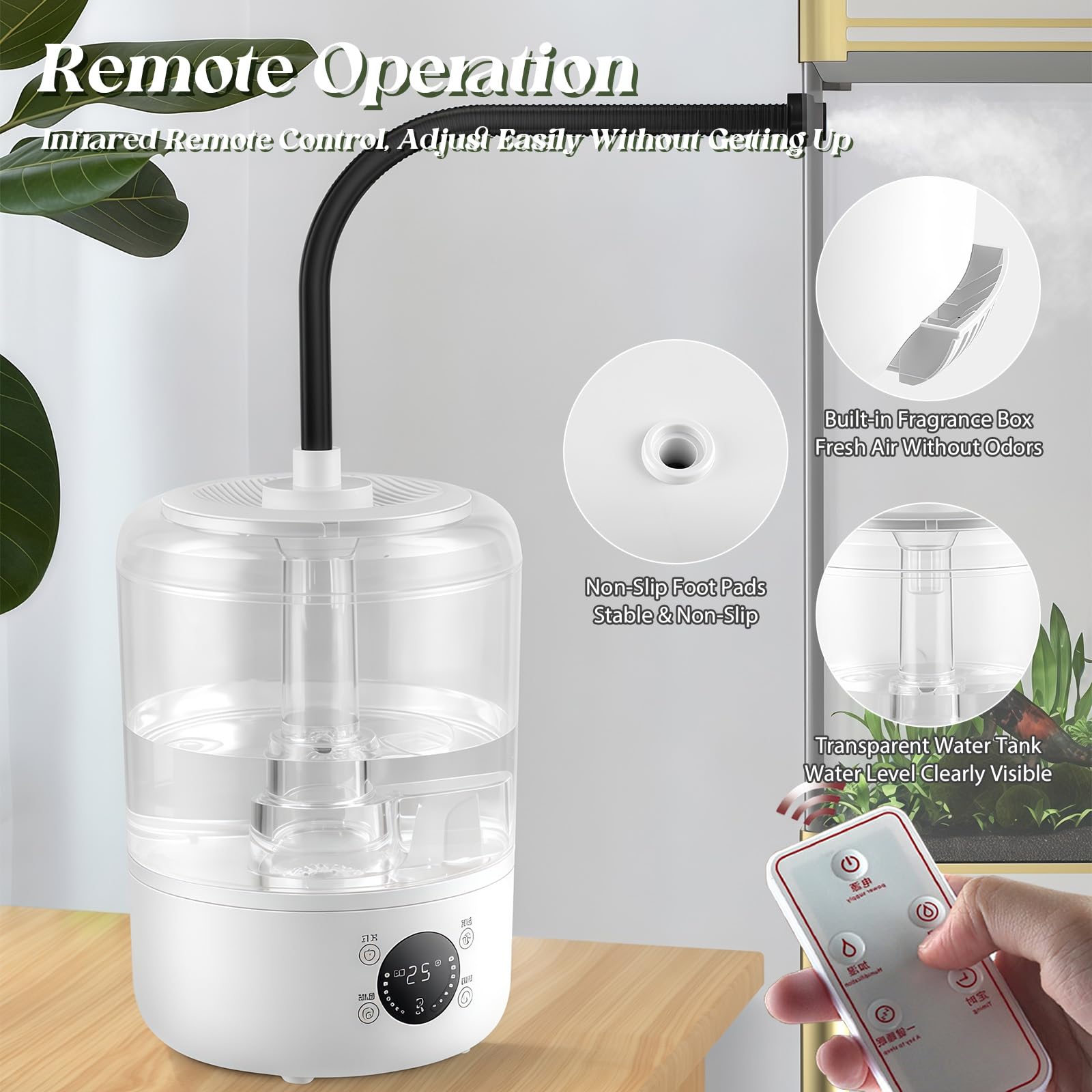 4L Reptilien Luftbefeuchter, Terrarium Nebelmaschine mit Fernbedienung, Leiser Ultraschall Fogger Nebelmaschine mit Doppeldüse, Vernebler Terrarium für Reptilien, Amphibien, Nasspflanzen