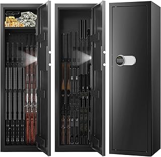 6-8 Fire Resistant Rifle Gun Safe, Assembled Heavy Rifle Gun Security Cabinet with Removable Shelf, Quick Access Gun Safes...