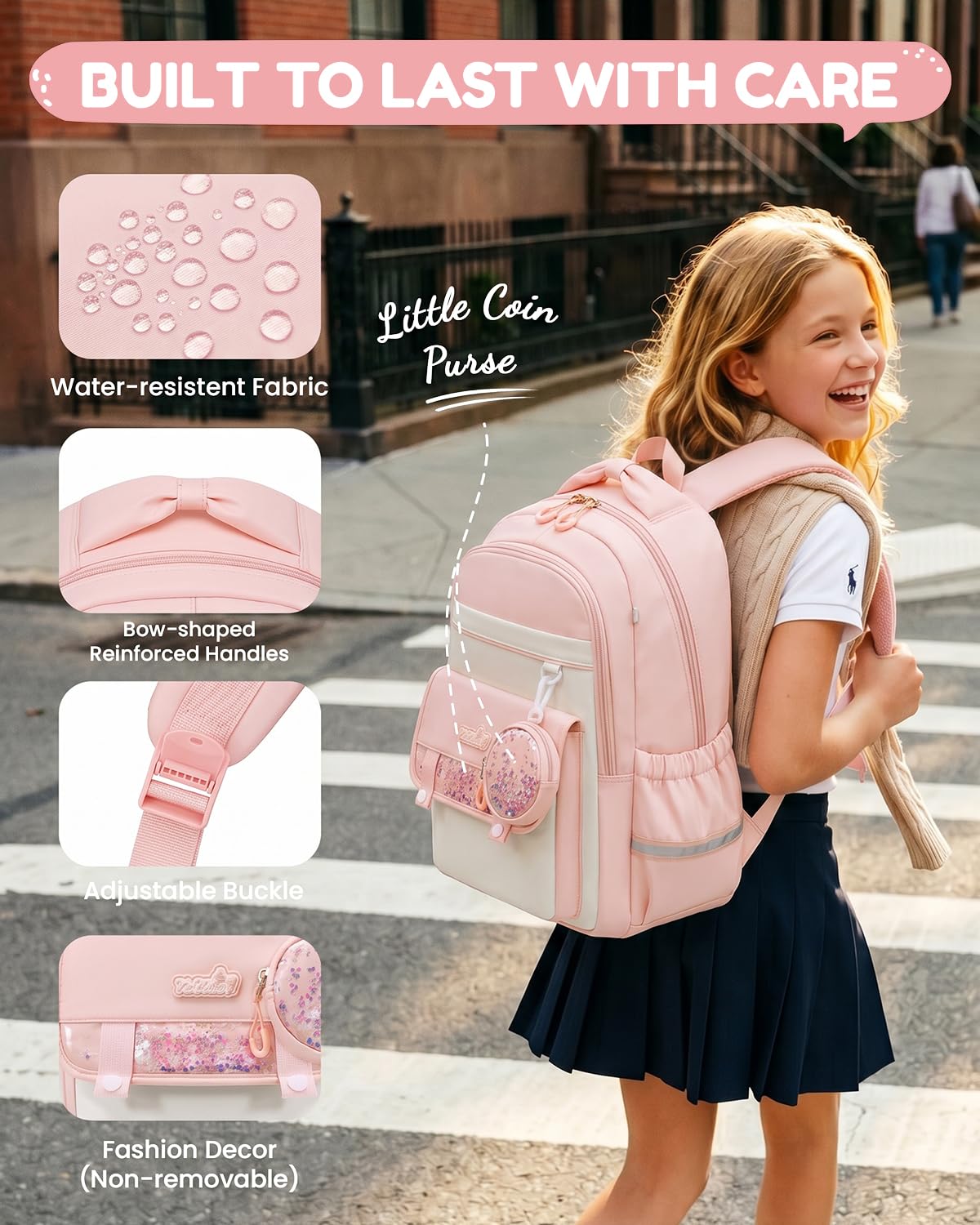 Tanou Schultasche Mädchen 1-5. Klasse, Ergonomisch Schulranzen Kinder