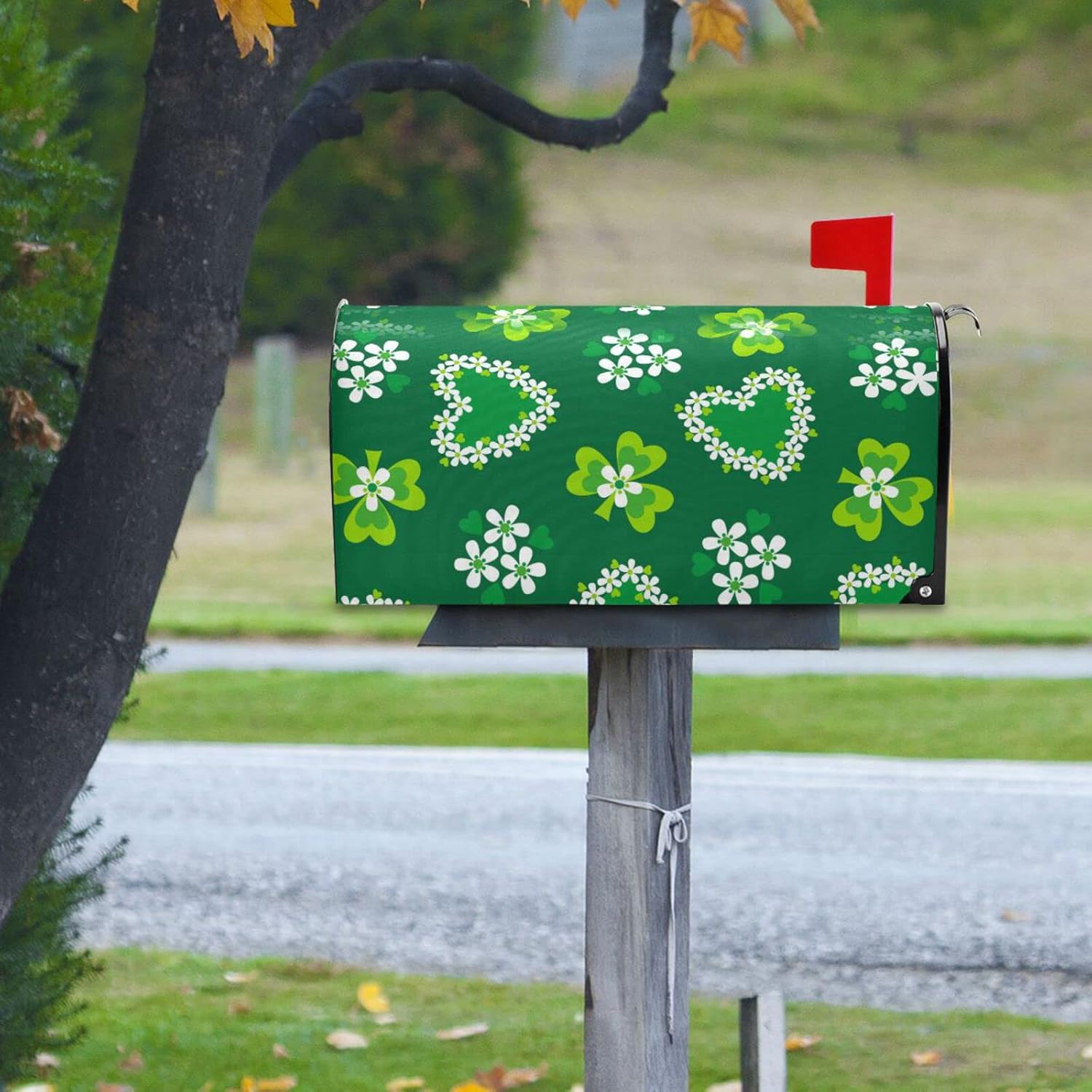 WIHVE Mailbox Covers Magnetic St Patrick's Day Shamrock Flower Mailbox Wraps Standard 21 x 18 Inch