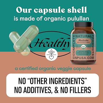 Complete Natural Products Organic Maitake Mushroom Capsules - 100ct, Immune Strength, Vegan, Non-GMO, Gluten Free