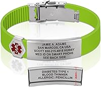 Vista 172 de Divoti Pulsera de identificación de alerta médica grabada personalizada, grabado láser de doble cara, pulsera de silicona, cierre de seguridad