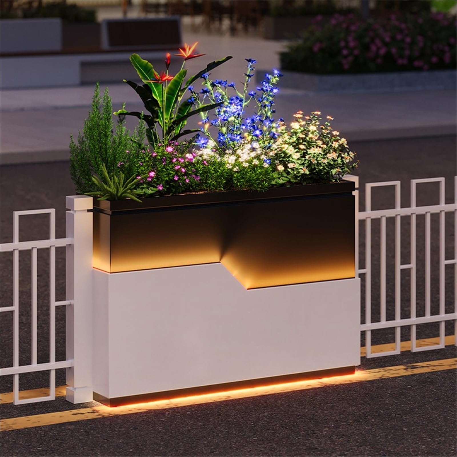 Jardinera elevada Caja de flores Cama Contenedor cultivo Canal plantación | Adecuado for vías municipales y catering Tienda Diseño exterior del escaparate(Medio)