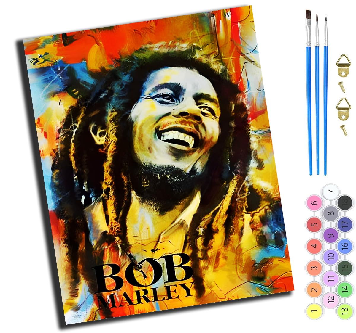 XIAOYOUQIAN Watercolor Singer Movie Bob Man,Paint By Numbers Kits for Adults,Oil Painting Kits for Beginners On Clear Symbols Colored Canvas,Easy DIY Acrylic Pigment Drawing Gift,40X50Cm，-Frameless