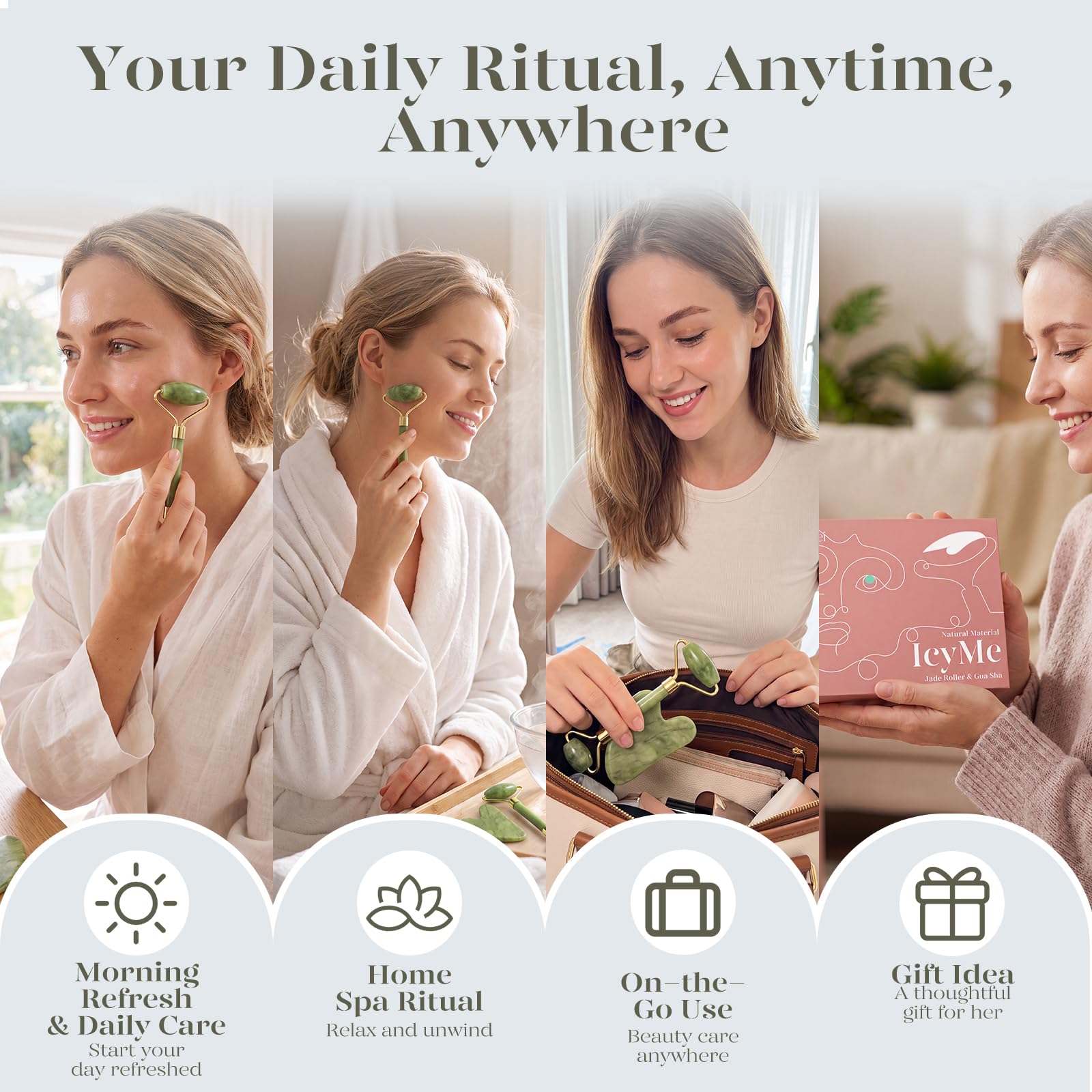 BAIMEI Jade Roller & Gua Sha Set - Facial Sculpting -5