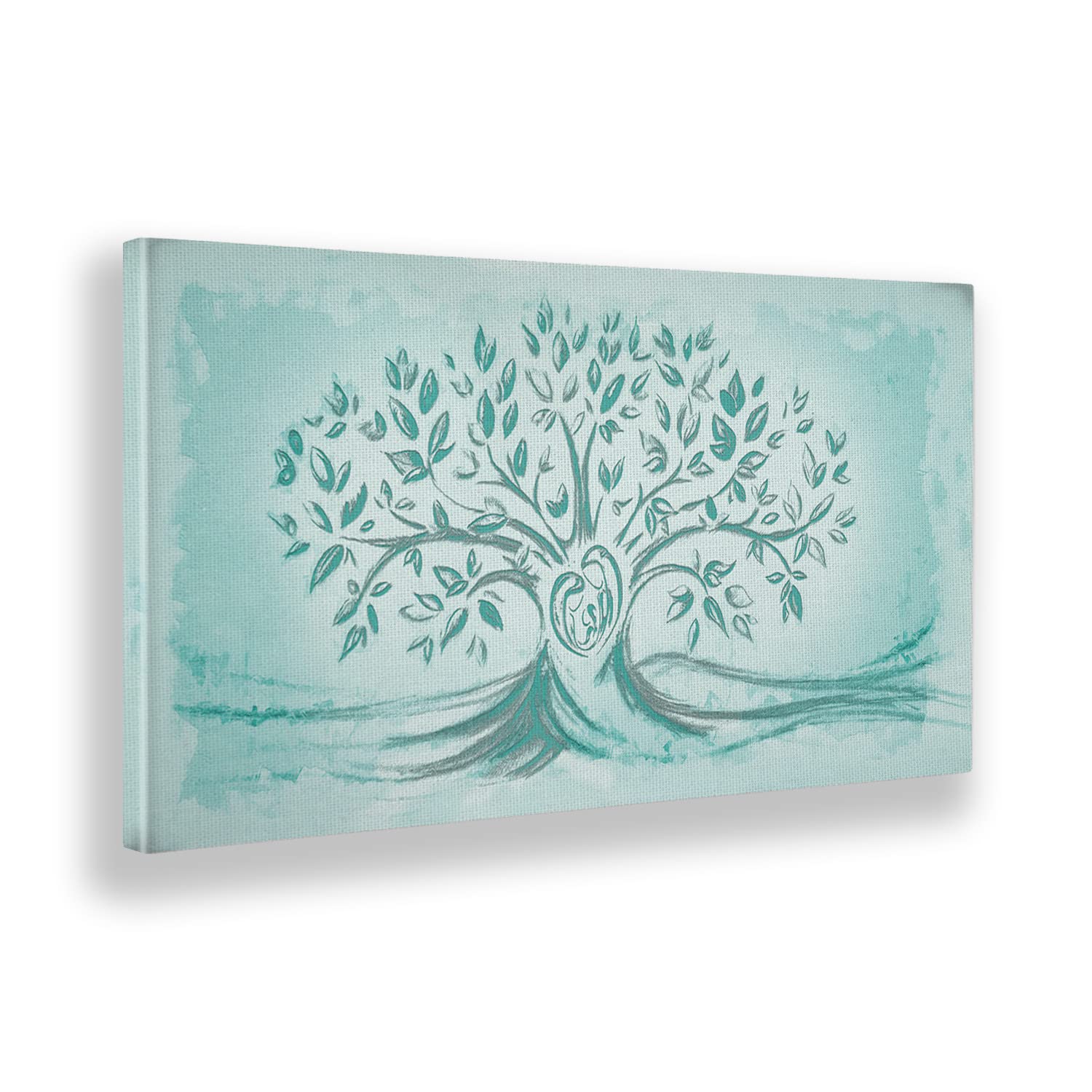 Quadro Sacra Famiglia E Albero Della Vita - Tela Canvas 70x35 Cm, Made In Italy - Foto 3