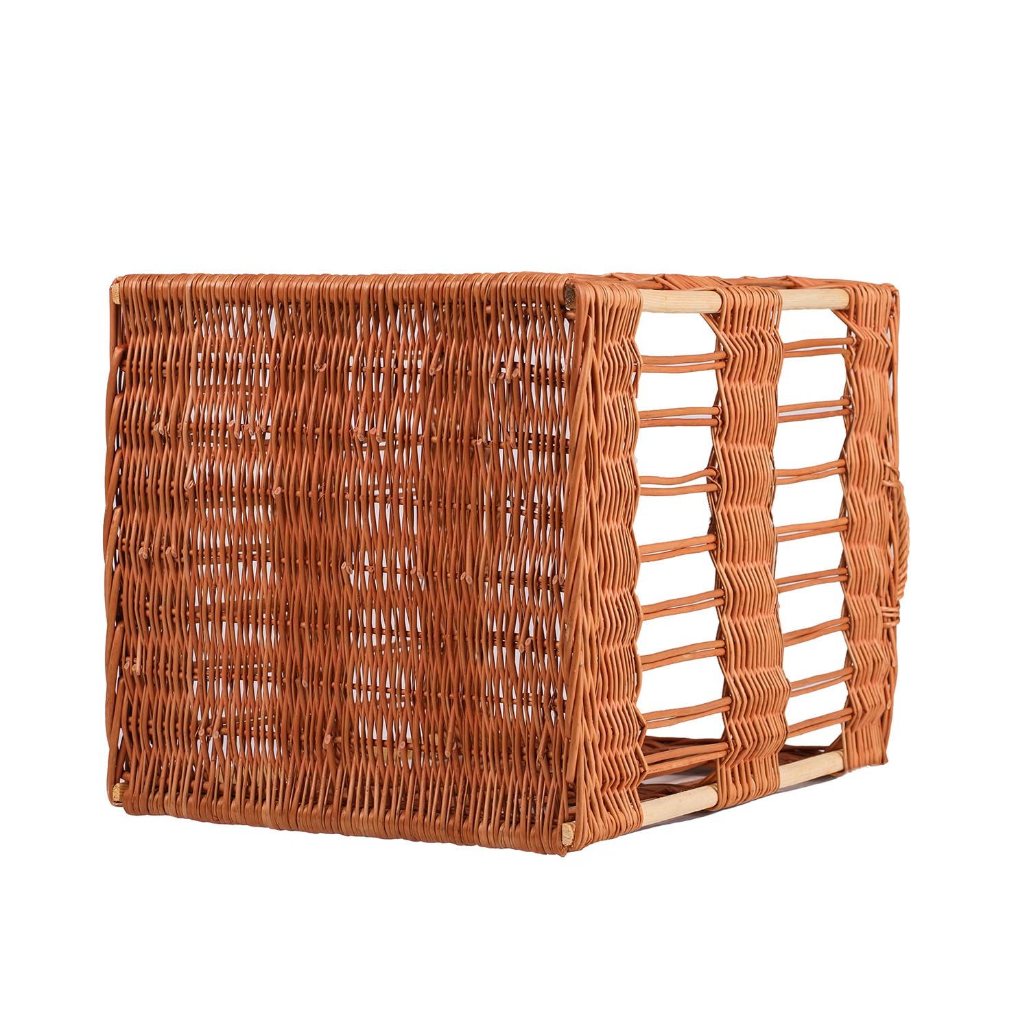 e-wicker24 Présentoir à pain debout, huche à pain en osier naturel, corbeille baguette en osier, panier de service (45x45 H60/60)