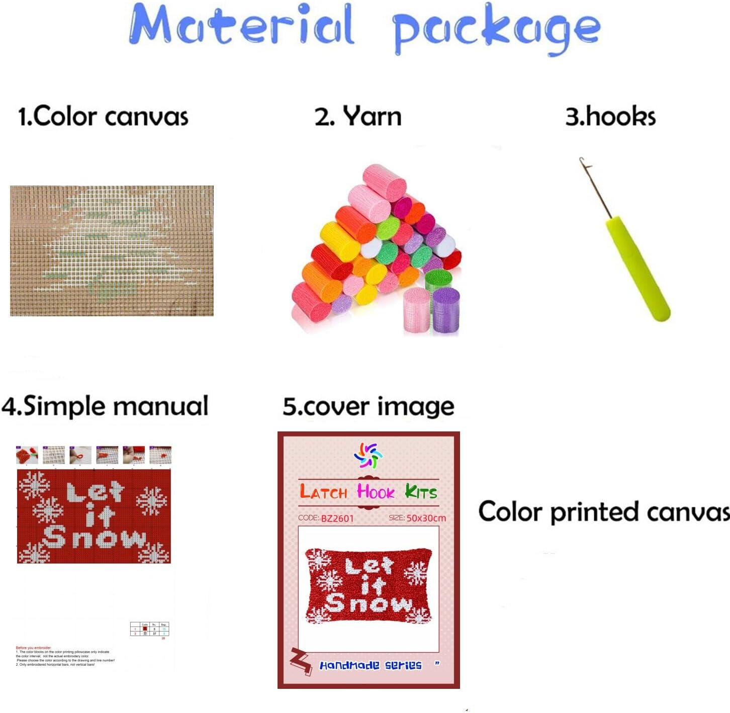 Animal Leopard Latch Hook Pillow Kit for Adults DIY Rectangle Pillow Pillow Cover with Printed Canvas Crochet Yarn Needle Craft Easy Cushion for Home Sofa Decoration 50x30cm