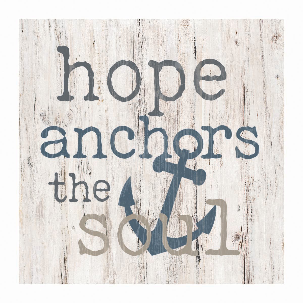 P. GRAHAM DUNN Hope Anchors The Soul Whitewash 3.5 x 3.5 Inch Pine Wood Tabletop Block Sign