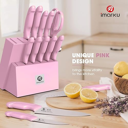 Miniatura 2 de imarku Juego de cuchillos afilados con afilador integrado, juego de cuchillos de cocina japoneses de acero inoxidable con mango ergonómico