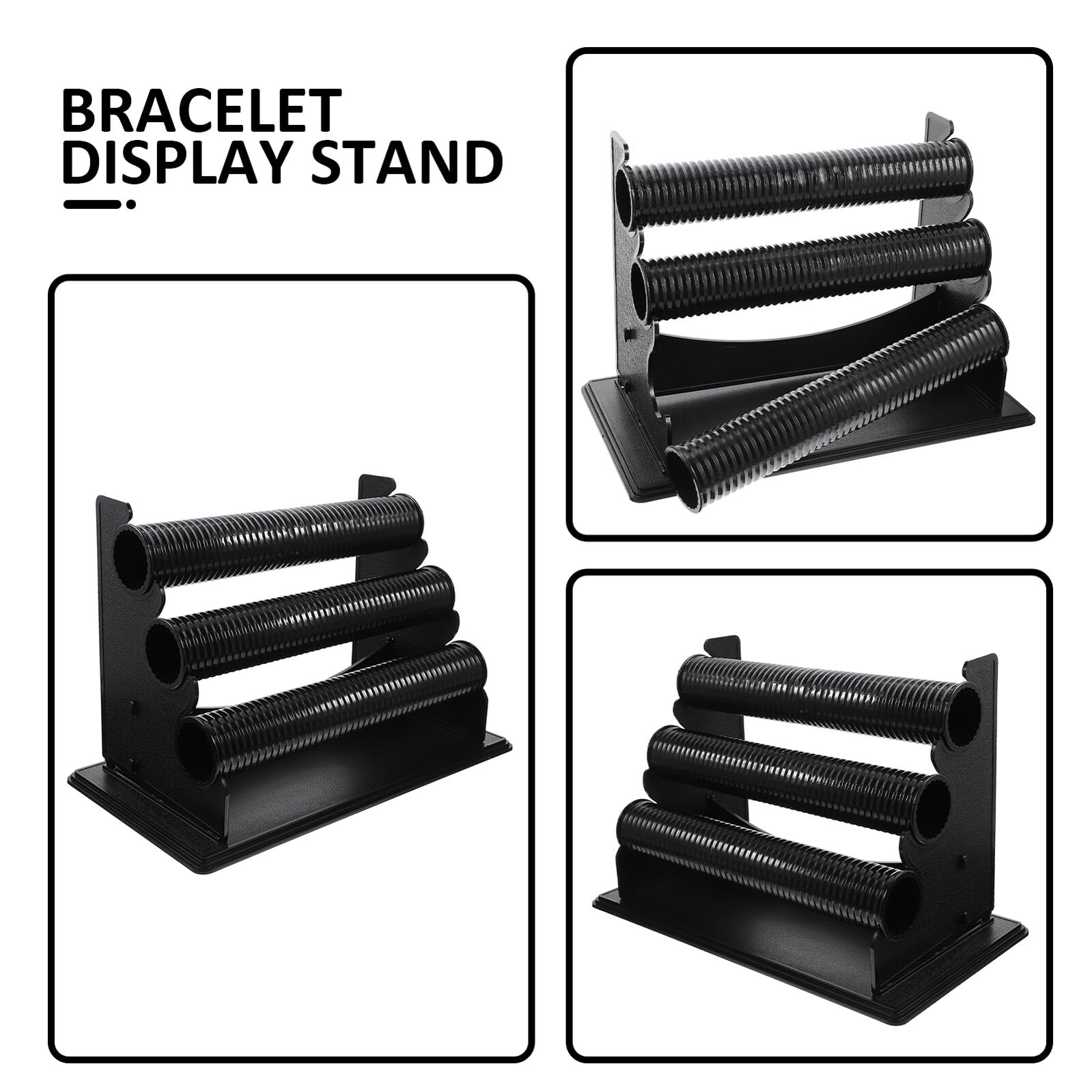 Abaodam Expositor de Pulseras y Relojes de Pvc Negro 3 Niveles Desmontable, Organizador Compacto para Baño o Tienda, Soporte Práctico y Funcional