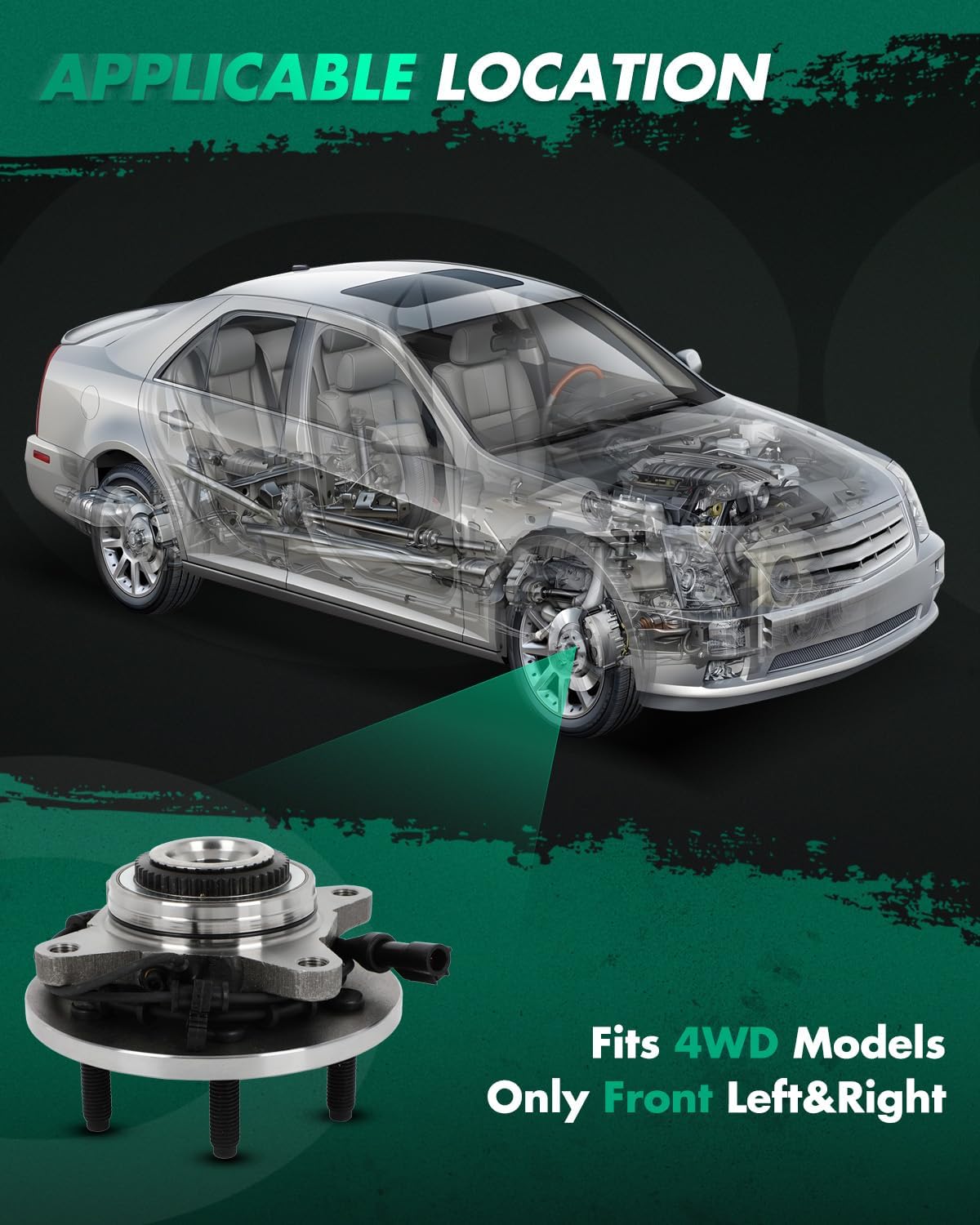 SCITOO 2 x Front Wheel Hub and Bearing Assembly 2003-2006 for Ford Expedition, 2003-2006 for Lincoln Navigator 515043 4WD w/ABS 6 Lugs model