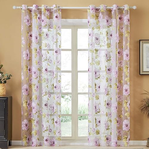 Living Room Voile Panel Curtains Amazon Co Uk