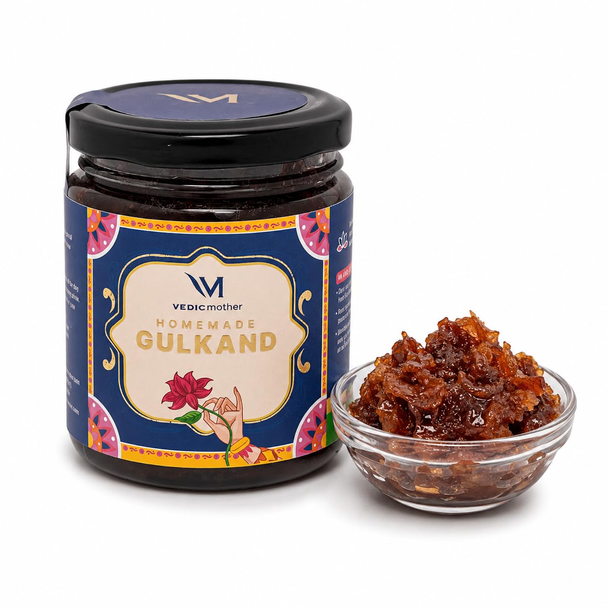 Vedic Mother Sun-Cooked Gulkand 250gm (Pack of 1) | With Damask Rose Petals & Rose Petal Jam | No Refined Sugar | Handmade Blend of Natural Ingredients | No Artificial Flavour | Coolant & Good for Stomach