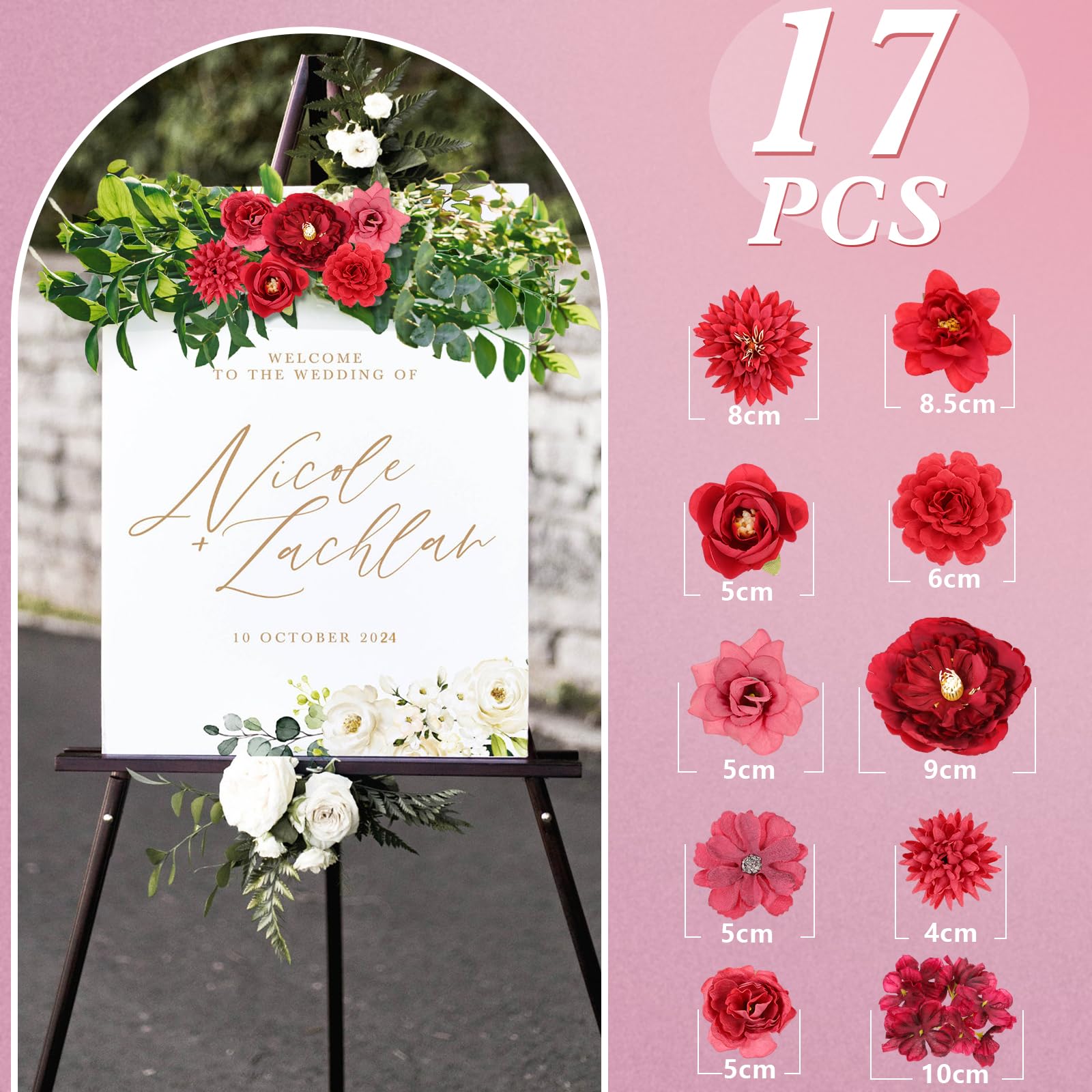 MWOOT 17 Pcs Artificial Flower Heads - Image 2