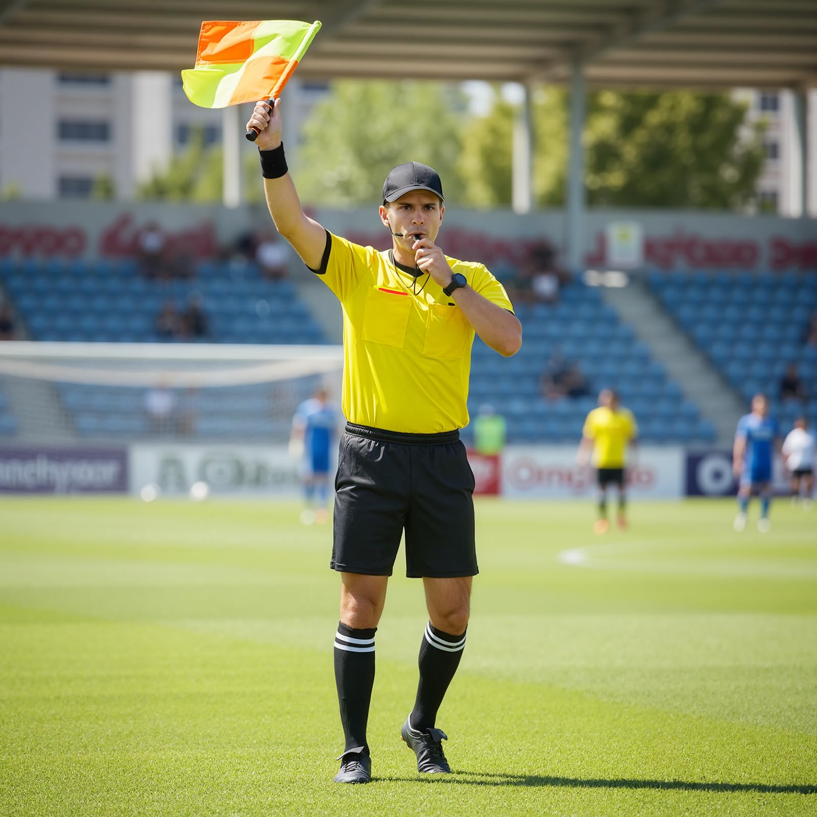 Kit Arbitro Calcio, Fischietto Arbitro Cartellini Rossi e Gialli con Fogli Portafogli Cappello per Giochi di Calcio, Sport Scolastici e Sport