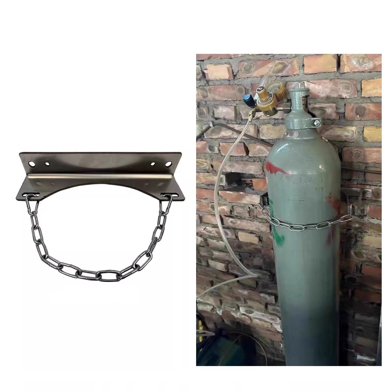 GHHVFEC Oxygen cylinder rack,Stainless Steel Oxygen Tank Holder Rack - Wall Mount Gas Cylinder Storage for Nitrous Tanks (25/50/75/100/125cm) with Chain - Fixed Clinics Shelf, Durable & Se