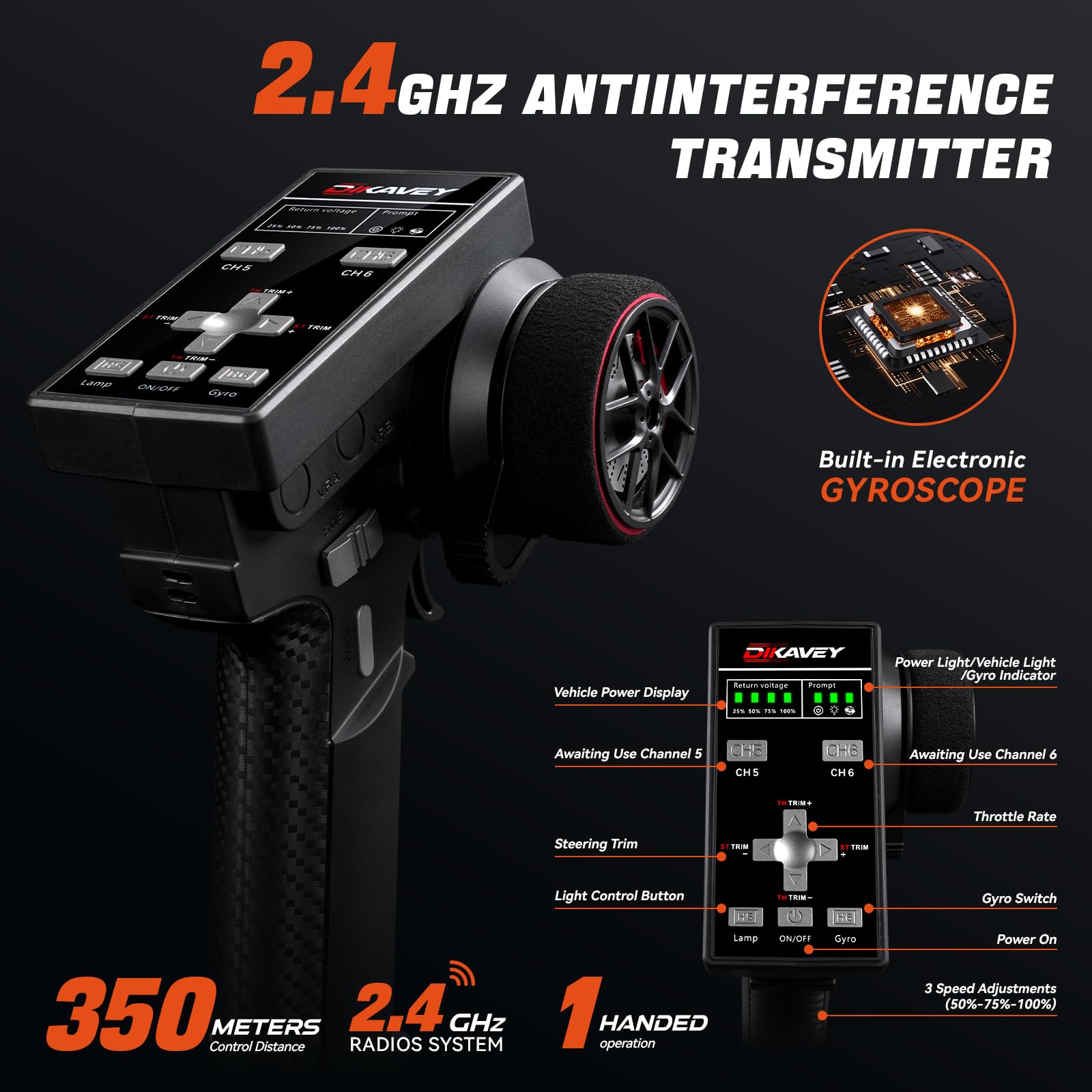 Coche radiocontrol RTR 1:12, Velocidad máx. 80 km/h, Coche de Drift con Giroscopio 4x4, Motor brushless, Batería 3S 2200 mAh, Coche teledirigido 4WD para Adultos - Naranja