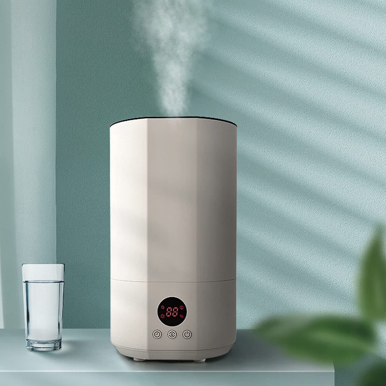 HASMI Umidificatore Ambiente Umidificatori d'Aria ad ultrasuoni, riempire umidificatori di Nebbia Calda e Fresca for Camera da Letto, modalità Auto e Sleep, Arresto Automatico Domestico Umidificatore
