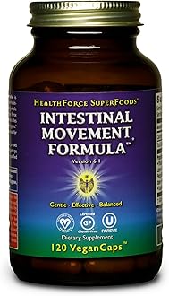 HEALTHFORCE SUPERFOODS Intestinal Movement Formula - Natural Laxative Supports Bowel Regularity - All-Natural Digestion Supplement to Support Constipation - Gluten-Free & Vegan - 120 Capsules