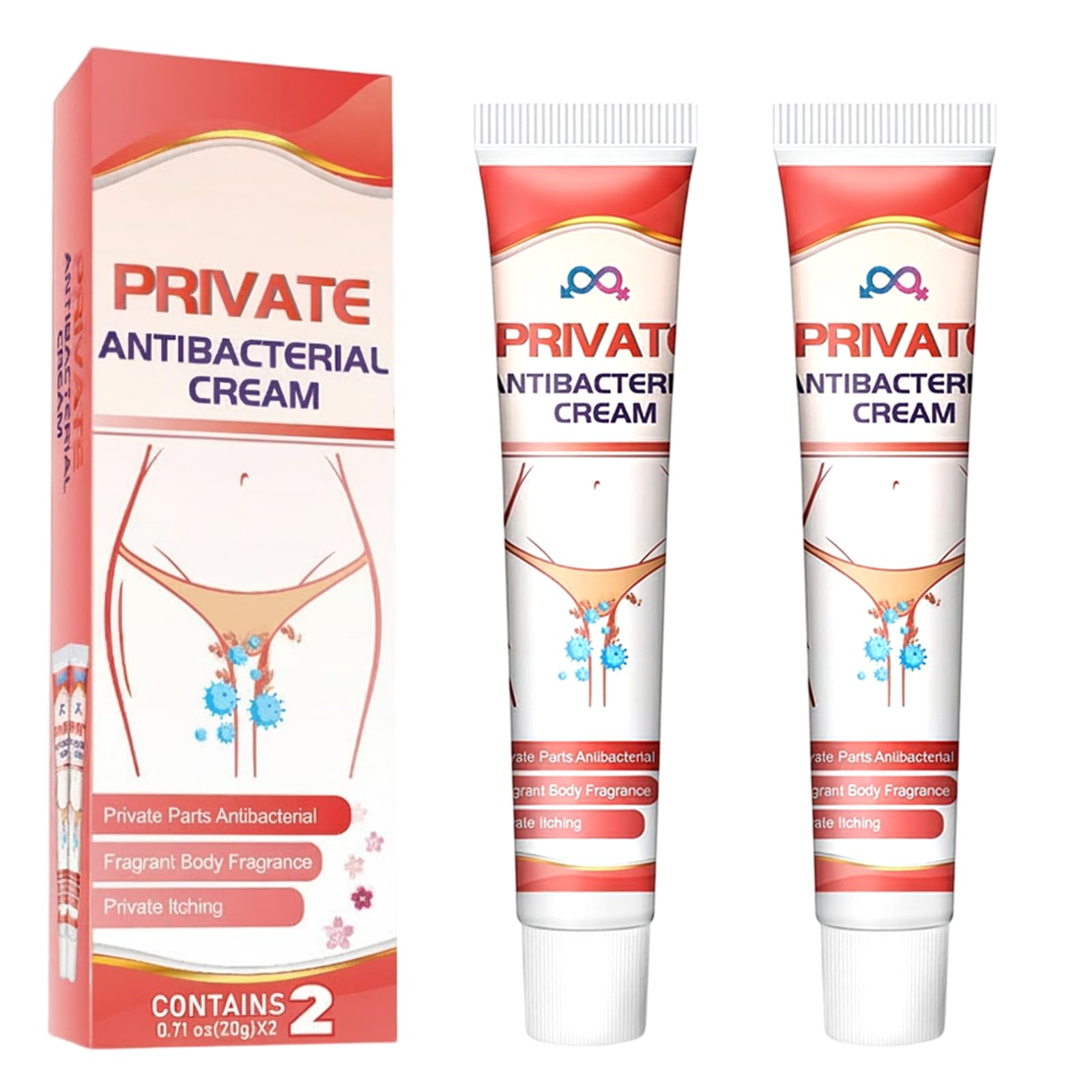 2 Stück Intim Antibakterielle Creme für Männer und Frauen, Antimykotische Juckreizcreme zur Schnellen Linderung von Brennen, Rötung und Geruch, Sanfte Pflege der Intimzone