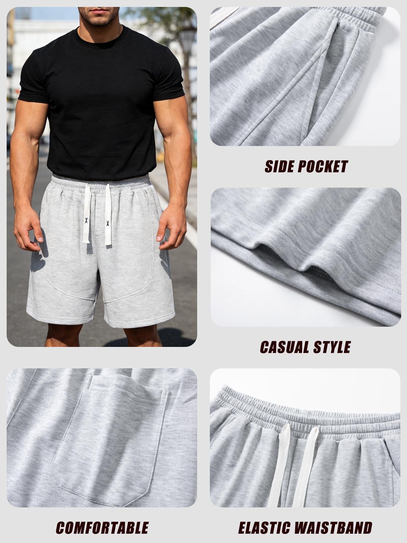 Pantalones cortos casuales para hombre, pantalones cortos deportivos de secado rápido para deportes al aire libre, estilo urbano con bolsillos, lavables a máquina — view 5