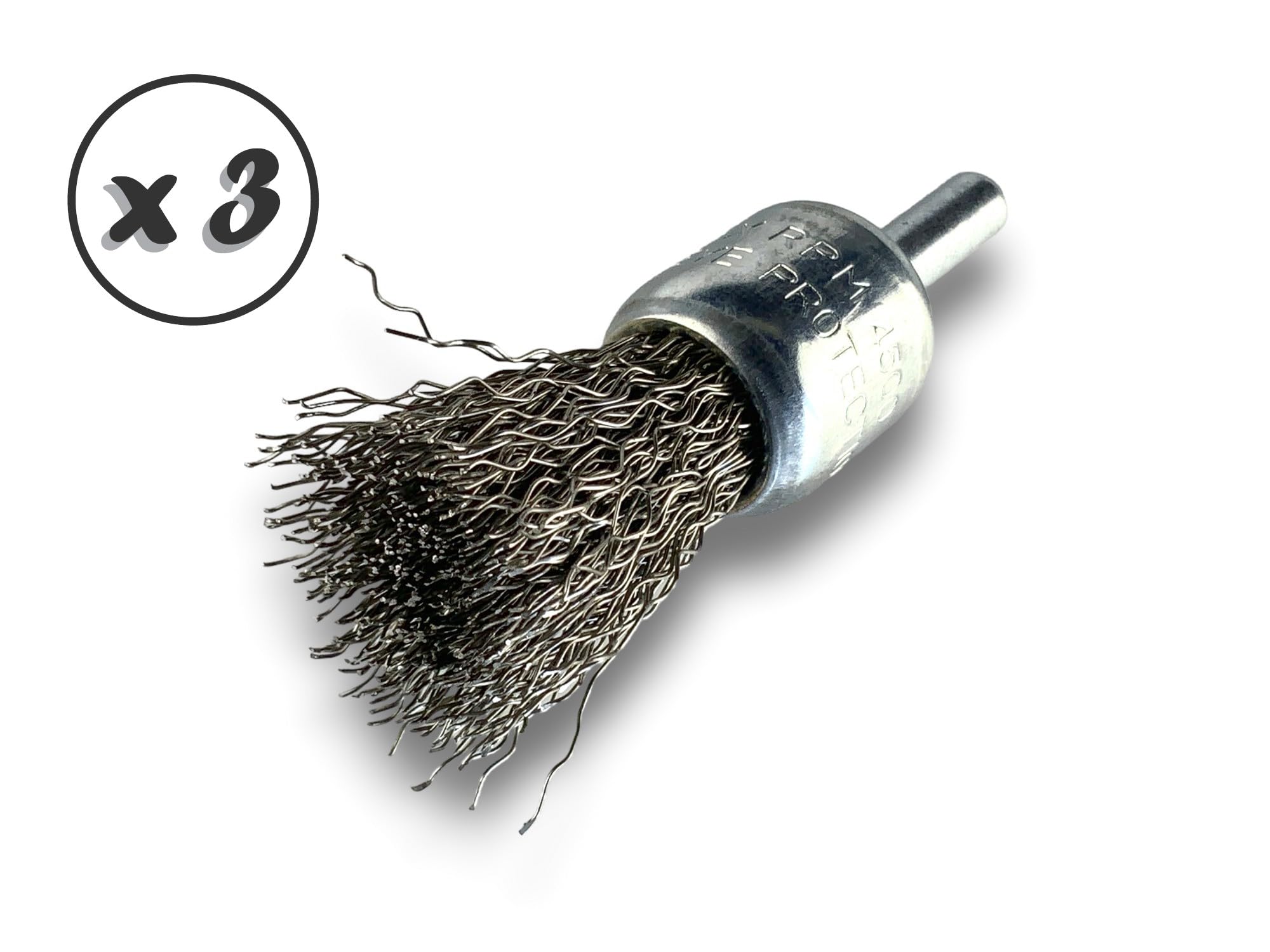 Kibros Lot 3 brosses en bout pinceau tige Ø 6 mm fil inox dur Ø 18 mm