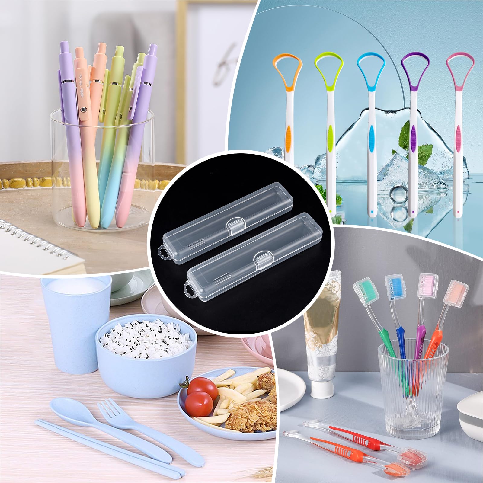 Estuche para raspador de lengua, soporte para raspador de lengua, funda para raspador de lengua, funda de viaje para raspador de lengua, funda transparente para limpiador de lengua