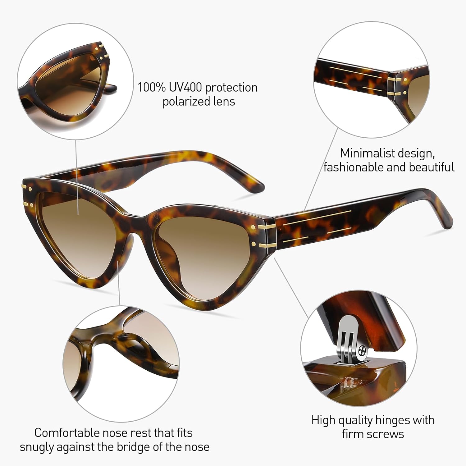 Cat Eye Sunglasses for Women Trendy Classic UV400 Protection Triangle Frame Cateye Sun Glasses - Image 6