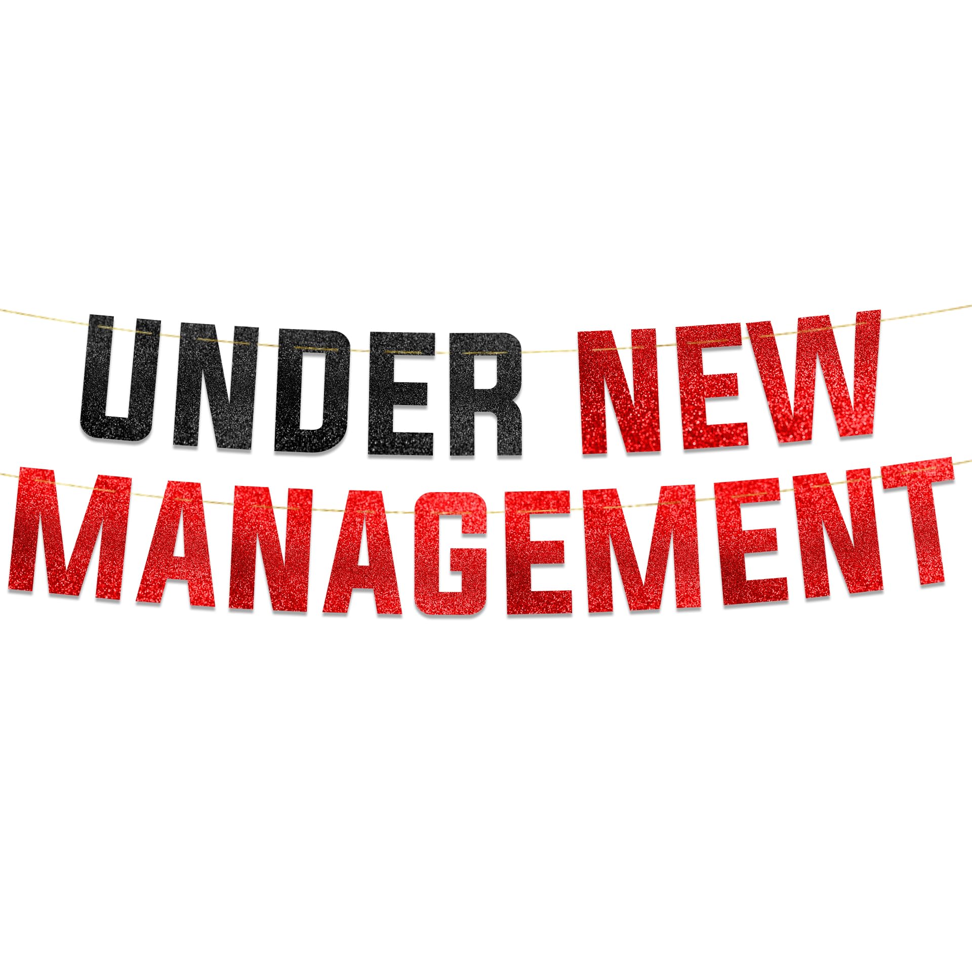 Under New Management Red & Black Glitter Banner – Bachelor and Bachelorette Party and Retirement Party Supplies, Gifts and Decorations