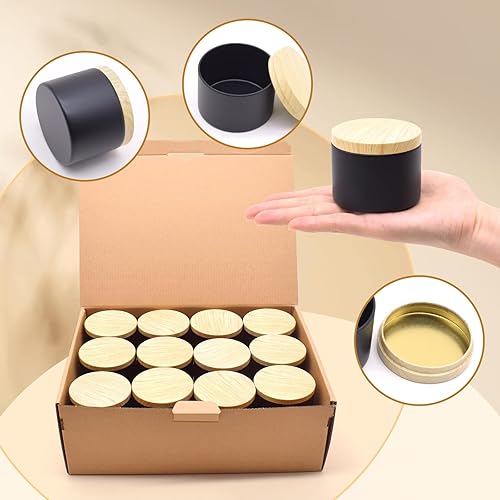 Miniatura 42 de Latas para velas de 16 onzas, paquete de 12 frascos de metal de alta calidad de 16 onzas con tapas para hacer velas, contenedores de velas vacíos a