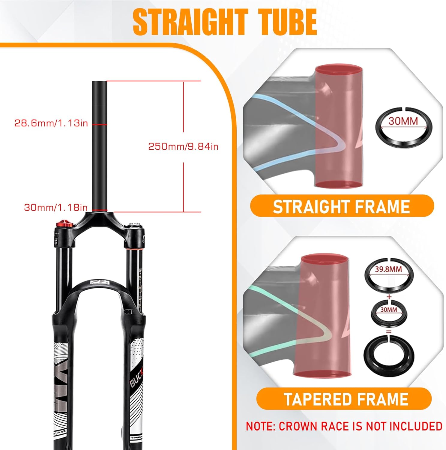 BUCKLOS 26/27.5/29 Travel 120mm MTB Air Suspension Fork, Rebound Adjust 1 1/8 Straight/Tapered Tube QR 9mm Manual/Remote Lockout XC AM Ultralight Mountain Bike Front Forks
