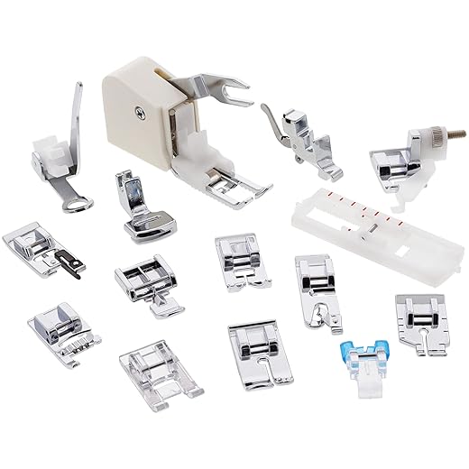 Sewable 15 Piece Presser Feet Set with Walking Foot | Fits Low Shank Sewing Machines - Brother, Janome, Singer, Baby Lock, Kenmore, and More | 14 Presser Feet, Snap On Adapter, and Storage Case
