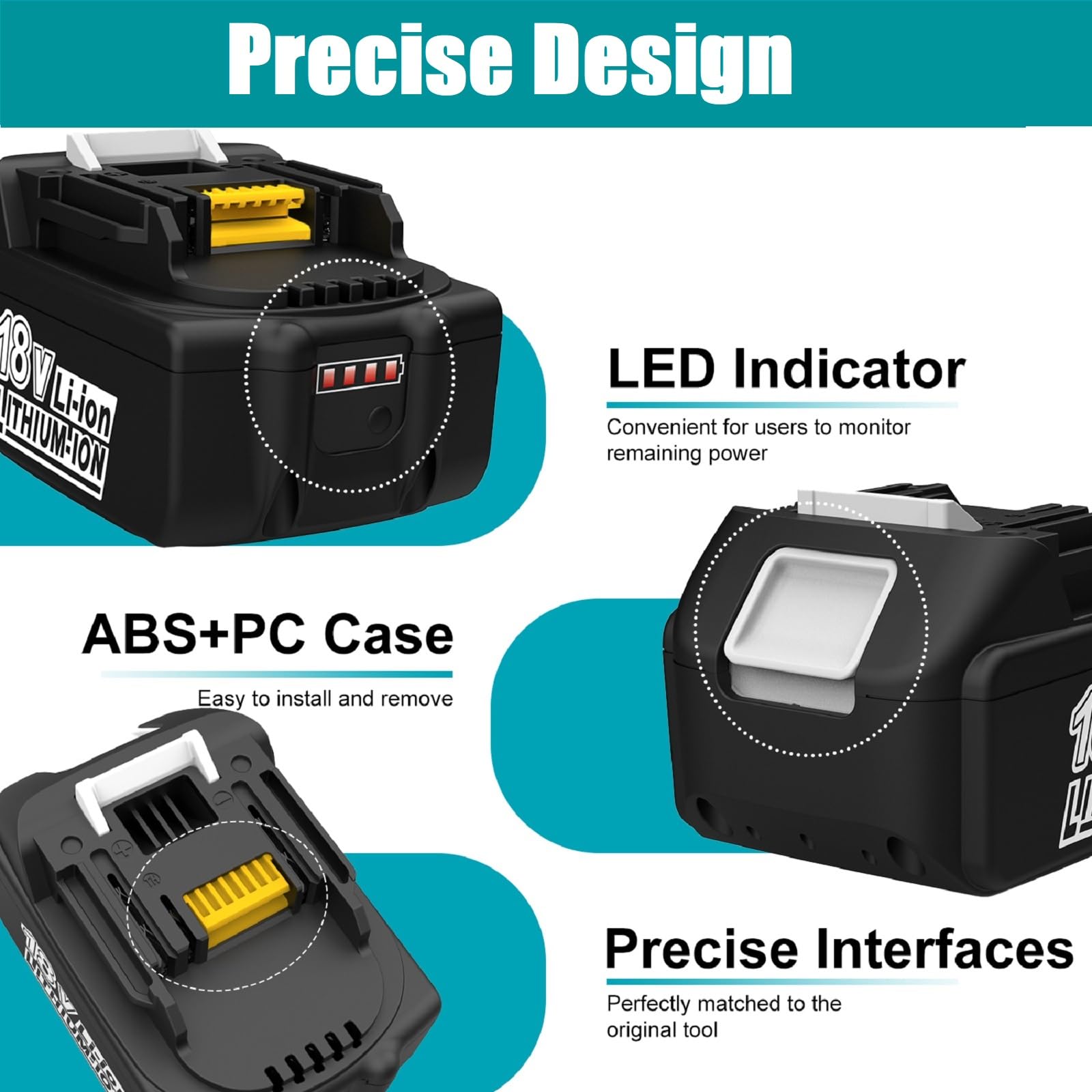 Energup 2X 18V 5500Ah Batería de Repuesto para Makita Batería 18V BL1850B BL1850 BL1840B BL1840 BL1830B BL1820 BL1815 con Indicador LED