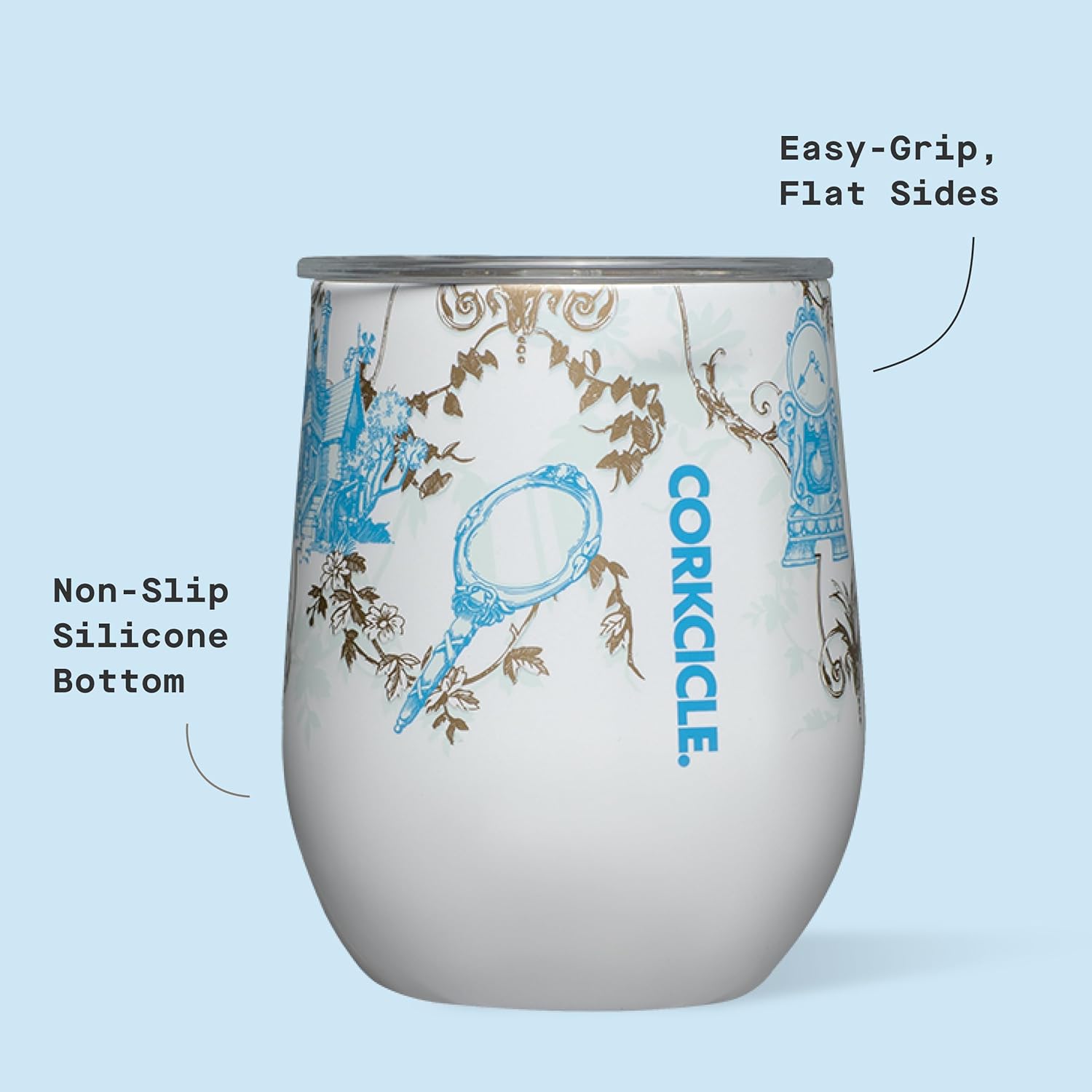 Corkcicle Stemless Insulated Wine Glass Tumbler - Beverages Cold 6 & Hot 3 Hours - Stainless Steel - Easy-Grip - Summer Drinkware Gift - Keeps Drinks Ice - 12 oz - Princess Belle - Image 4