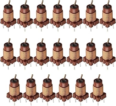 Besttoolifes Adjustable High-Frequency Ferrite Core Inductor 20pcs Set, 12 Turn Copper Wire Coil with Plastic Base, 0.6uH to 1.7uH Variable Inductance, in