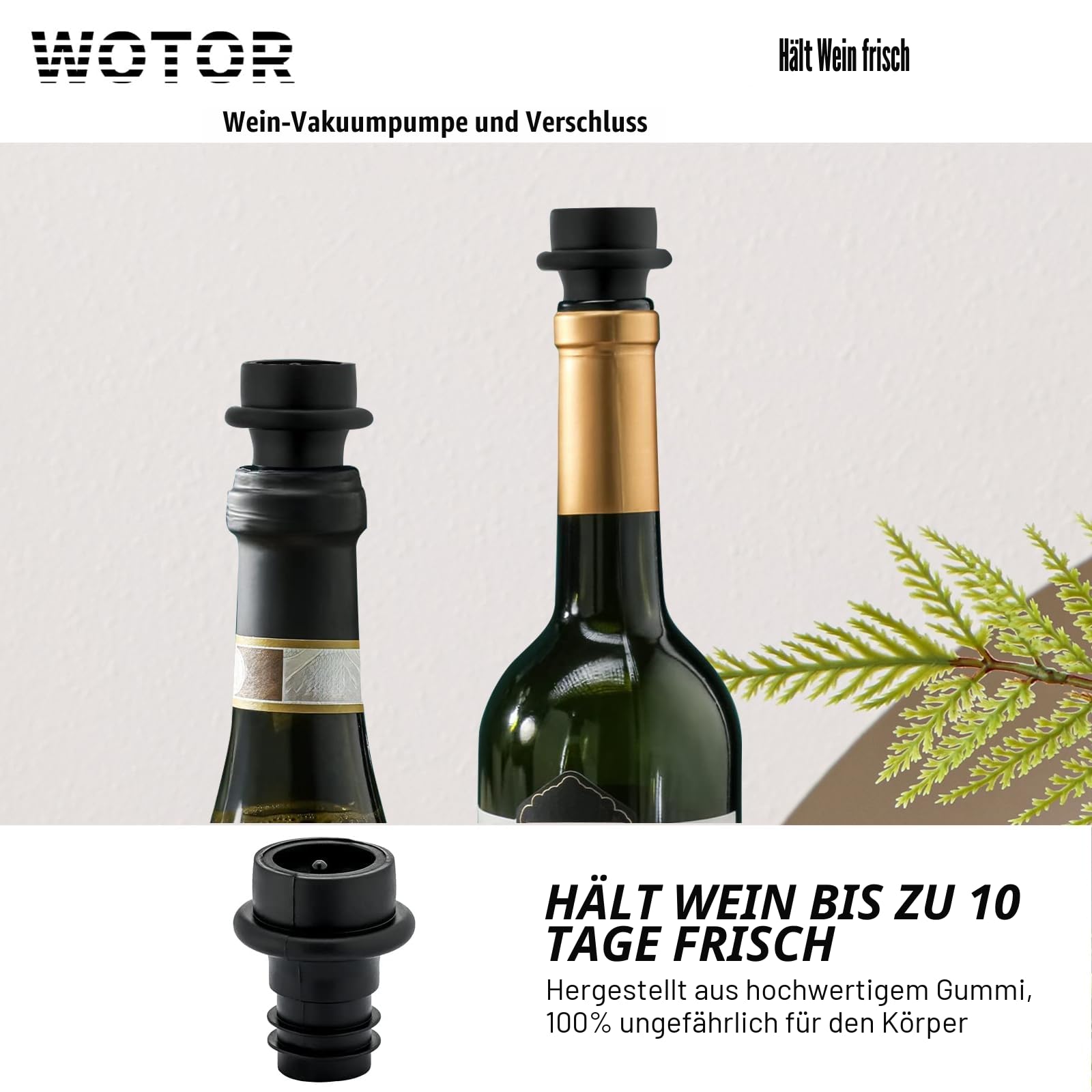 WOTOR Wein Vakuumpumpe mit 20 Stopfen, Weinflaschenverschluss, Weinkonservierer, wiederverwendbarer Weinverschluss hält Wein frisch, ideales Weinzubehör Geschenk