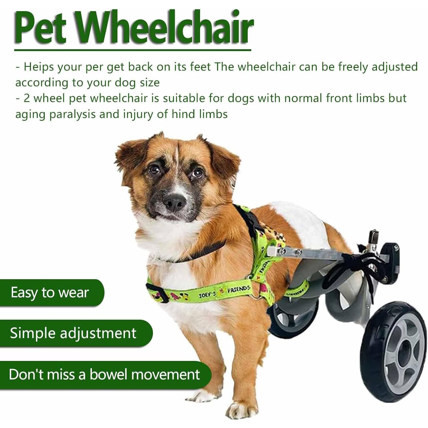 Hunderollstuhl,ZweiräDrige RollstüHle,Verstellbarer Rollstuhl FüR Kleine Haustiere Mit Hinterbeinen,Rehabilitation Der Beine Bei Alterung,Verletzung,Arthritis,Schwacher Hund/Katze/Haustier(XS,Two whee