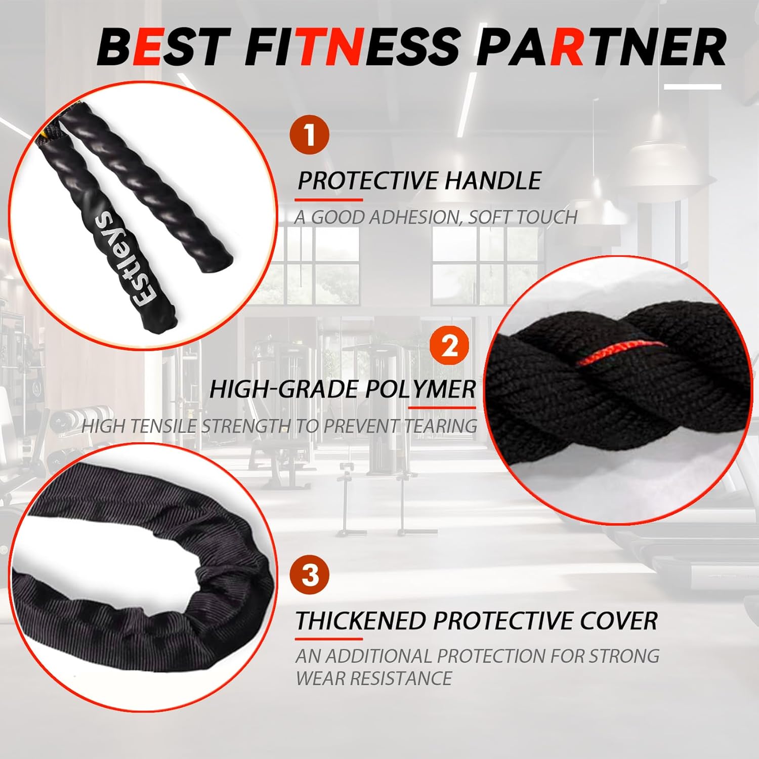 5lb Weighted Jump Rope for Men and Women, Adult Heavy Skipping Rope, Heavy Jump Ropes for Home Workout, Weight Loss, Shaping Body, Total Body Workout Equipment (Black Grey)