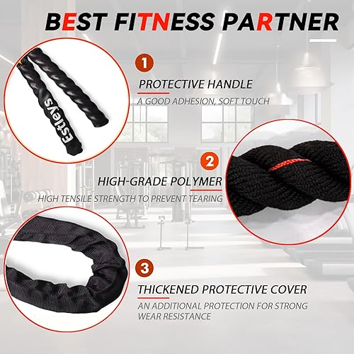 Miniatura 3 de Cuerda de saltar pesada de 5 libras para hombres y mujeres, cuerda de saltar pesada para adultos, cuerdas de saltar pesadas para entrenamiento en