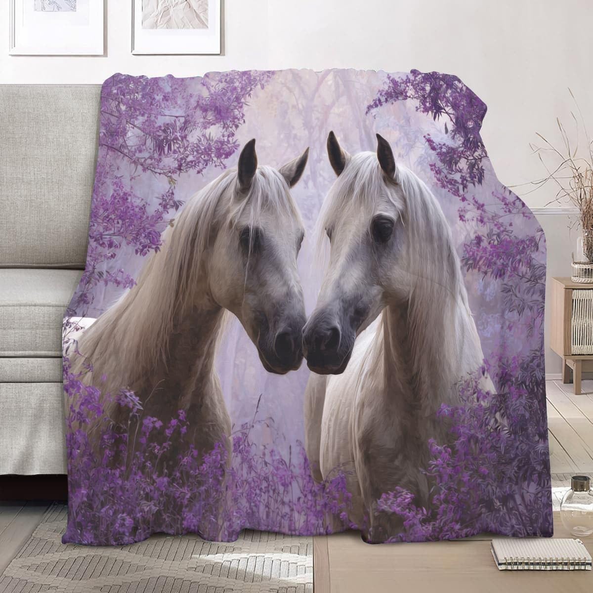 Couverture lit 2 personnes grand chaud drap polaire flanelle violet