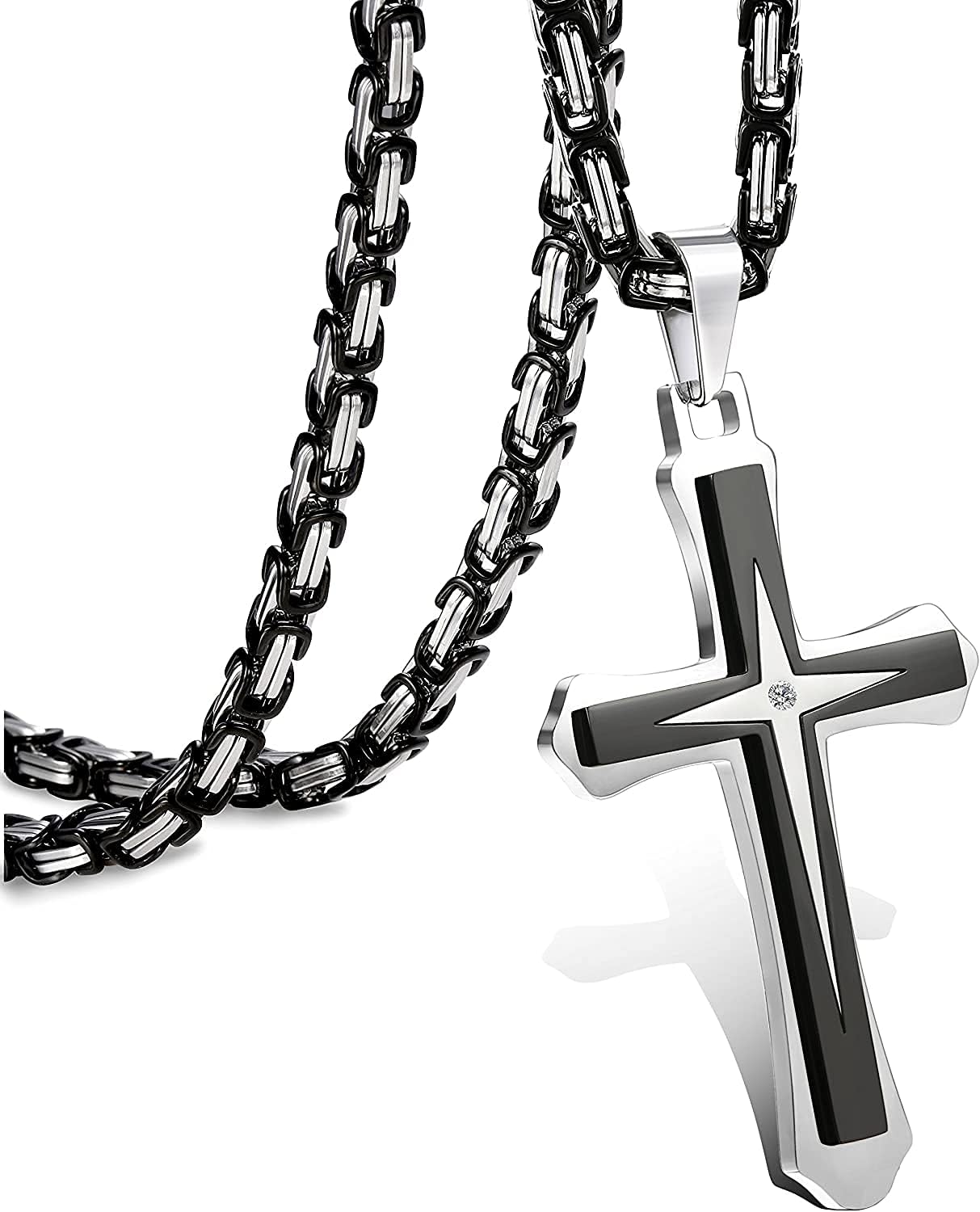 Collana Lunga Con Croce 24 Pollici ADRAMATA – Uomo E Donna – Acciaio Inossidabile, Ipoallergenica, Regolabile