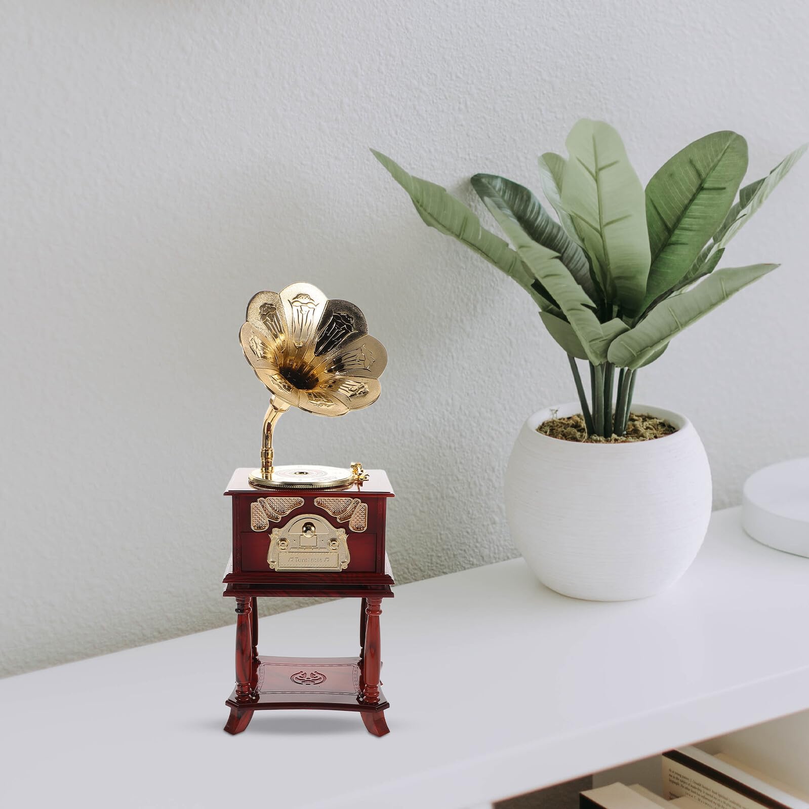 Alipis Retro Phonograph Spieluhr Kleiner aus Kunststoff und Metall