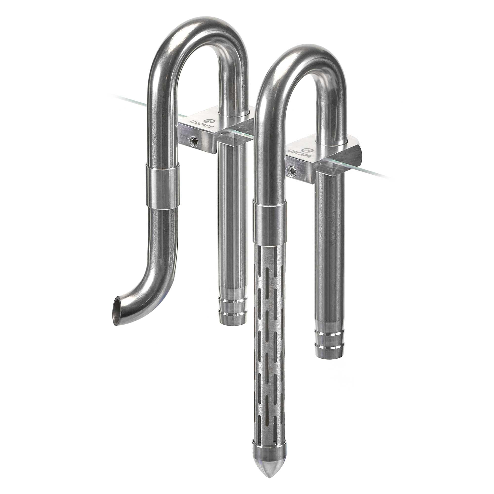 Mini tubo de filtro de acero inoxidable | Set de entrada y salida | Inflow-Outflow | Compatible con mangueras de filtro de 12/16 mm | con fijación de aluminio