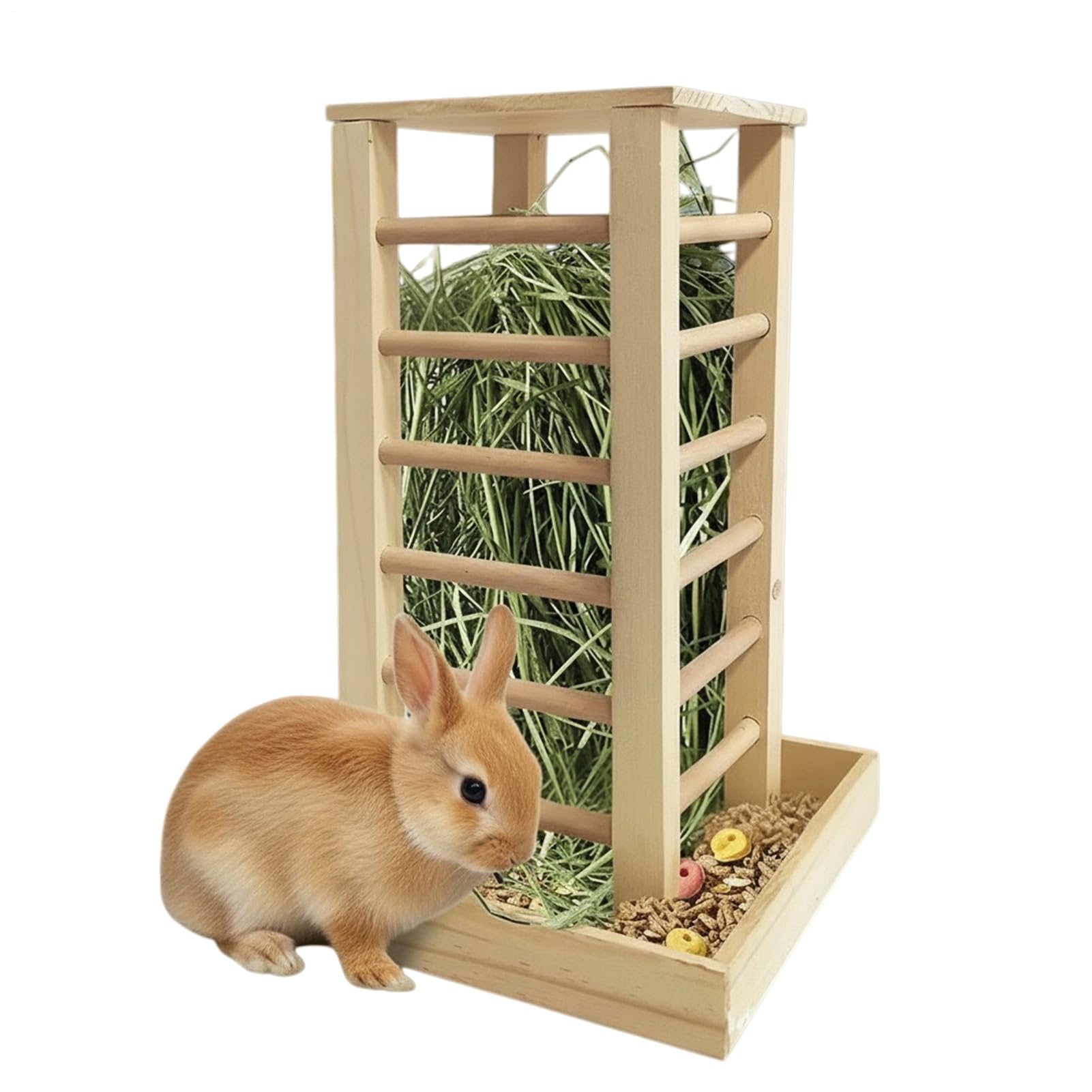 Large Capacity Rabbits Feeder, Pet Food Rack, Hay Rack with Easy Access, Rabbits Feeder for Small Pet Ferrets Squirrels Chinchillas Hamster Hedgehogs, Animal Feeding Tool for Daily Cage Feeding