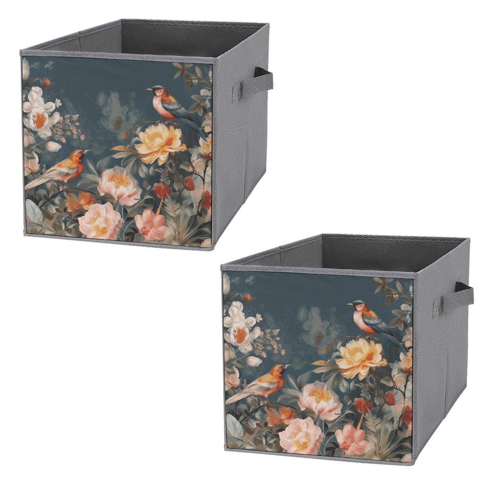 Panier de rangement oiseaux élégant en toile robuste pour linge et étagère