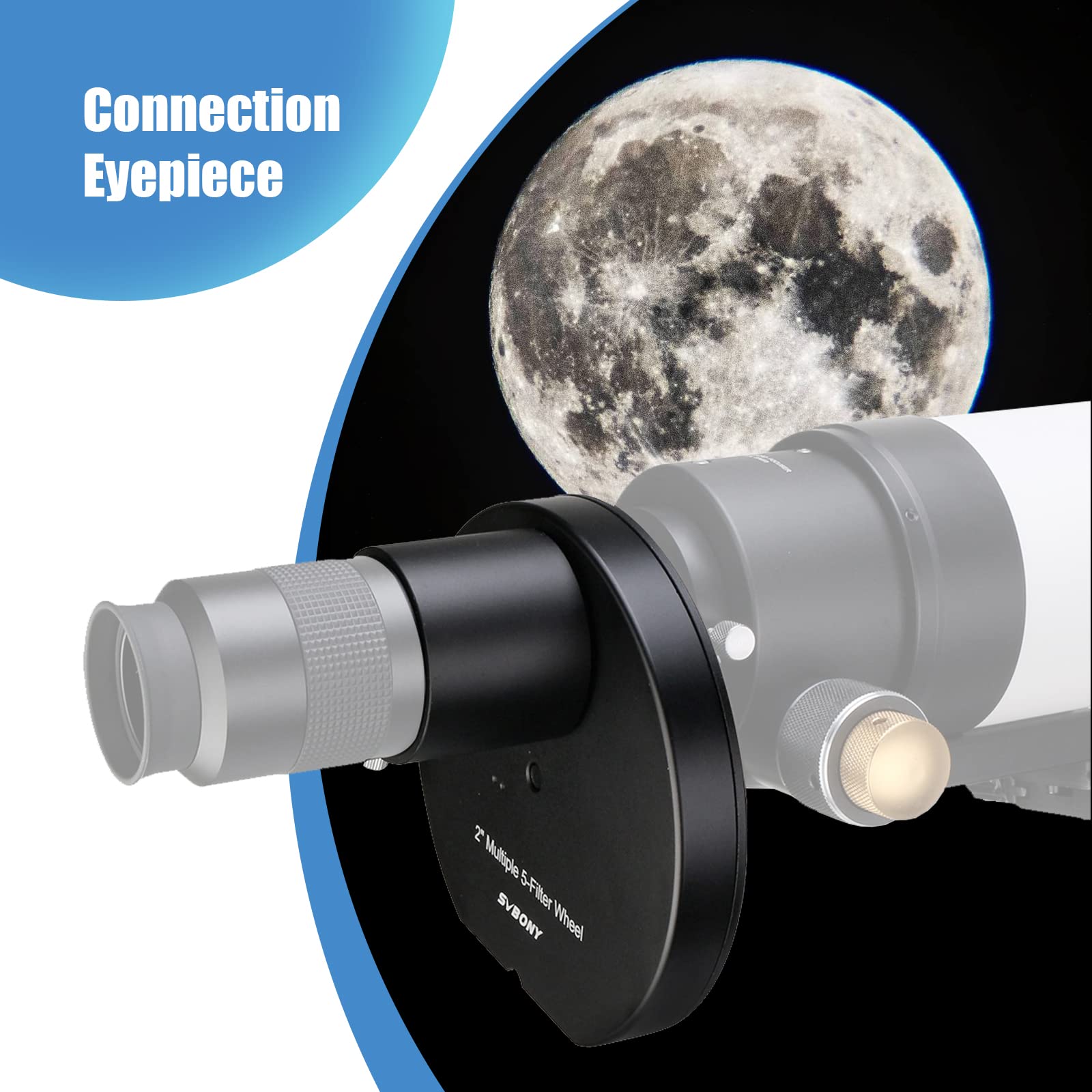 SVBONY SV133 - Ruota filtrante multipla a 5 posizioni per telescopio con adattatore oculare da 2" e anello di bloccaggio