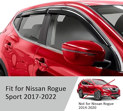 Voron Glass Tape-on Extra Durable Rain Guards for Nissan Rogue Sport 2017-2022, Window Deflectors, Vent Window Visors, 6 Pieces - 100464
