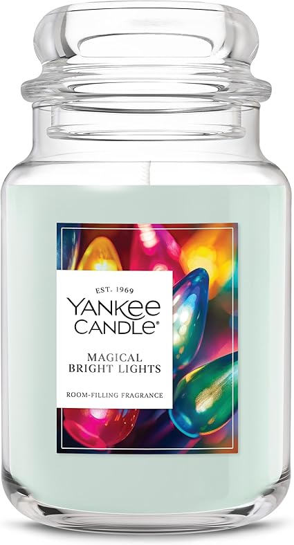 Yankee Candle Large Jar Scented Candle with up to 150 Hour Burn Time, Premium Plant Wax Blend for Consistent Burn, 22 oz Jar Candle with Room Filling Fragrance, Magical Bright Lights